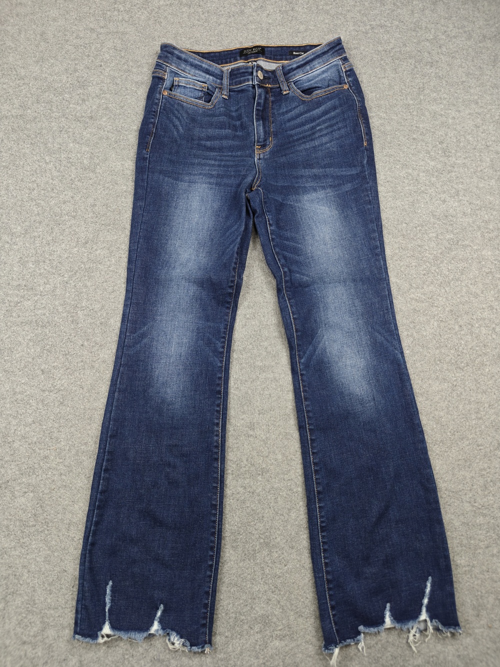 Judy Blue Jeans Womens 9 29 Blue Boot Cut Distressed Frayed Raw Hem Medium Wash